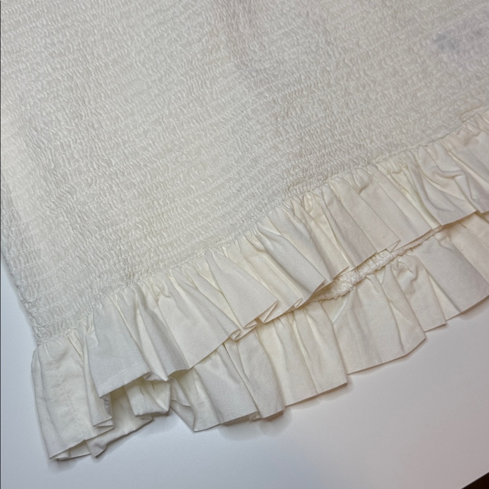 🤍 Farm Rio | Smocked Cotton Ruffle Blouse | Off-White | Size M - Picture 6 of 14